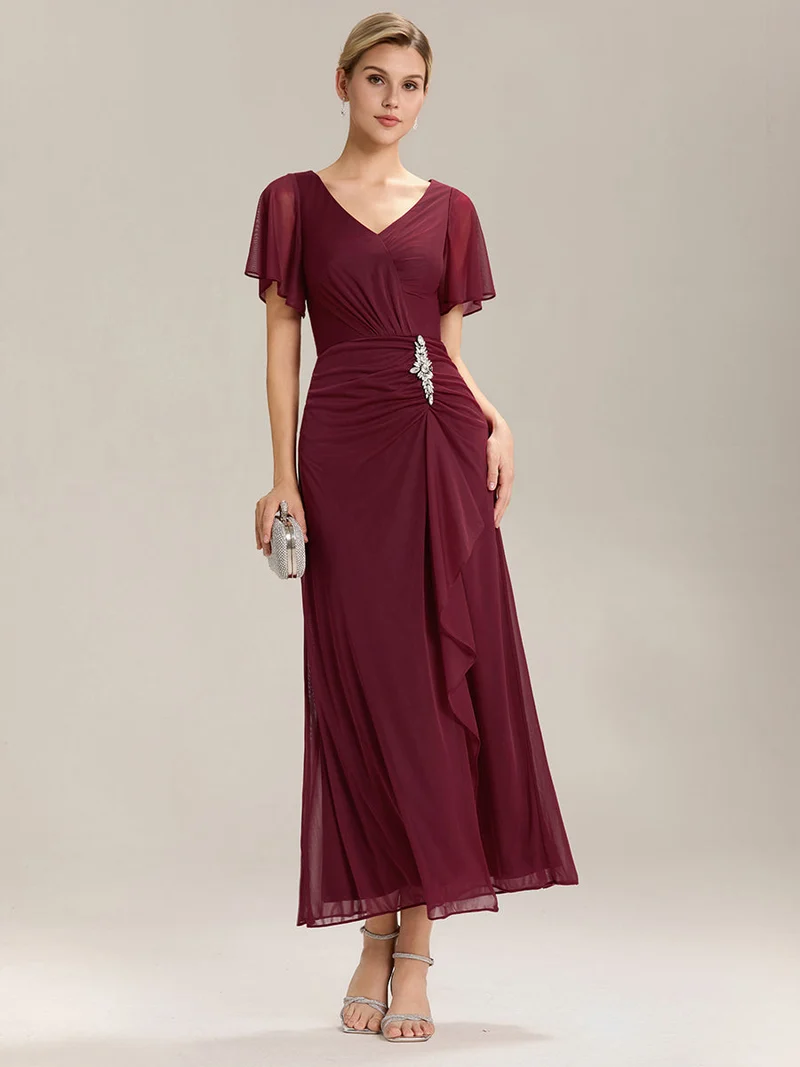 ever MARIEL|Robe de mère de la mariée en mousseline à manches volantées