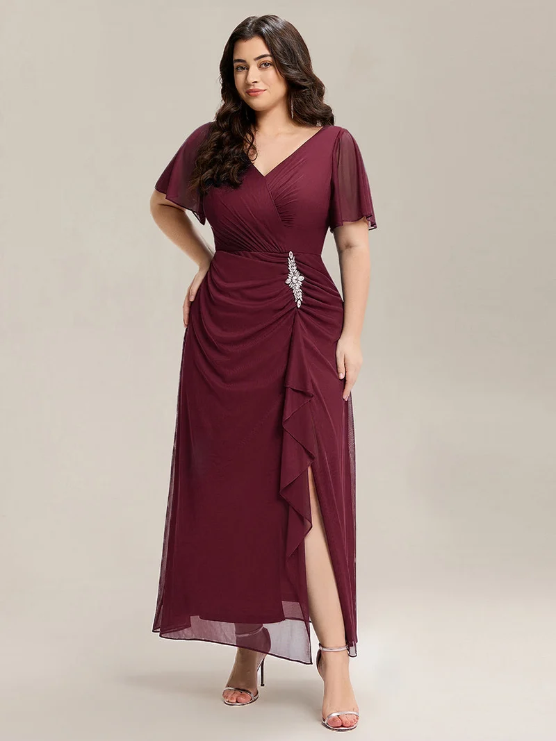 ever MARIEL|Robe de mère de la mariée en mousseline à manches volantées