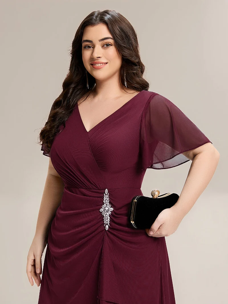 ever MARIEL|Robe de mère de la mariée en mousseline à manches volantées