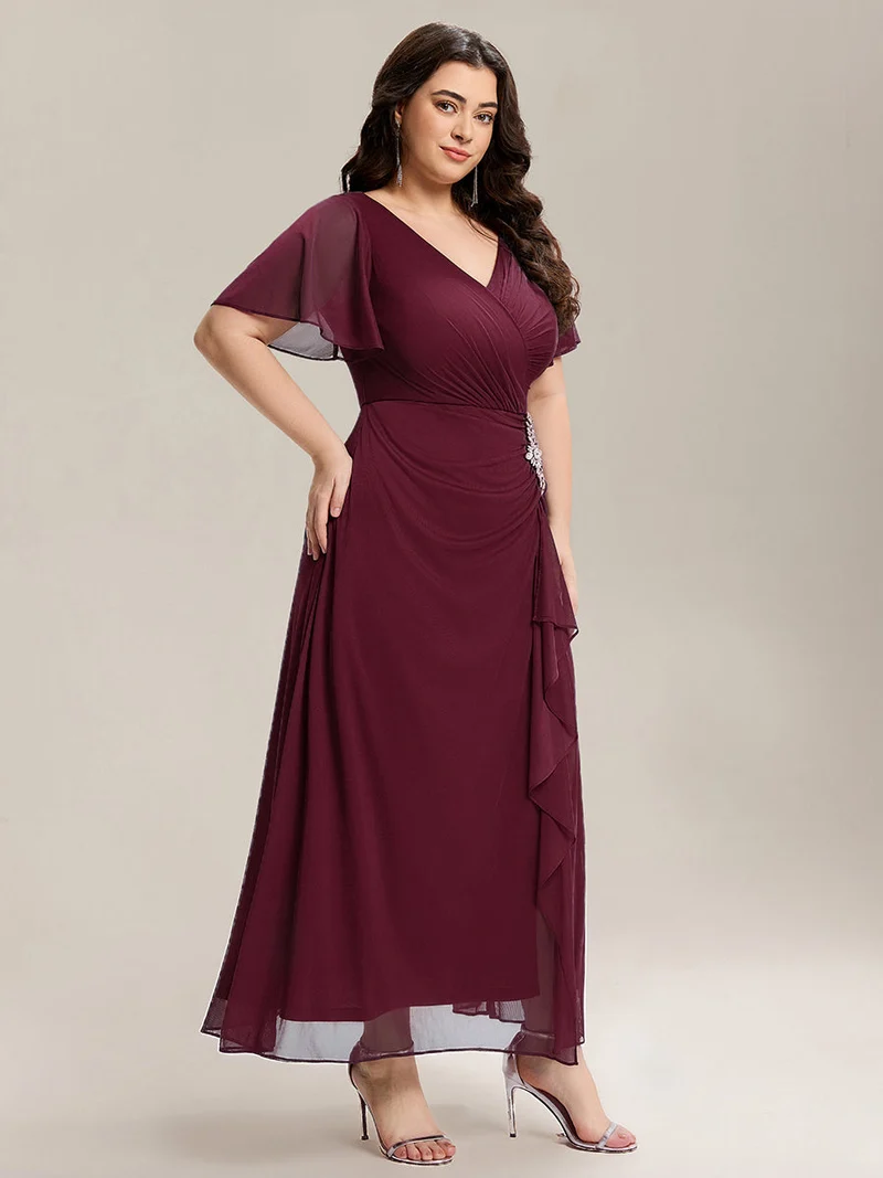 ever MARIEL|Robe de mère de la mariée en mousseline à manches volantées