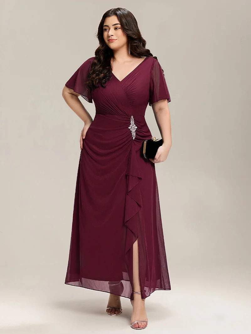 ever MARIEL|Robe de mère de la mariée en mousseline à manches volantées