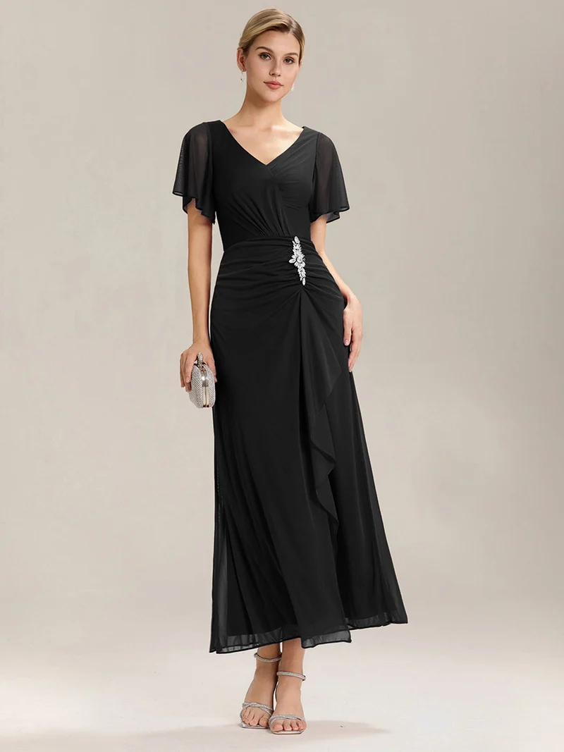ever MARIEL|Robe de mère de la mariée en mousseline à manches volantées