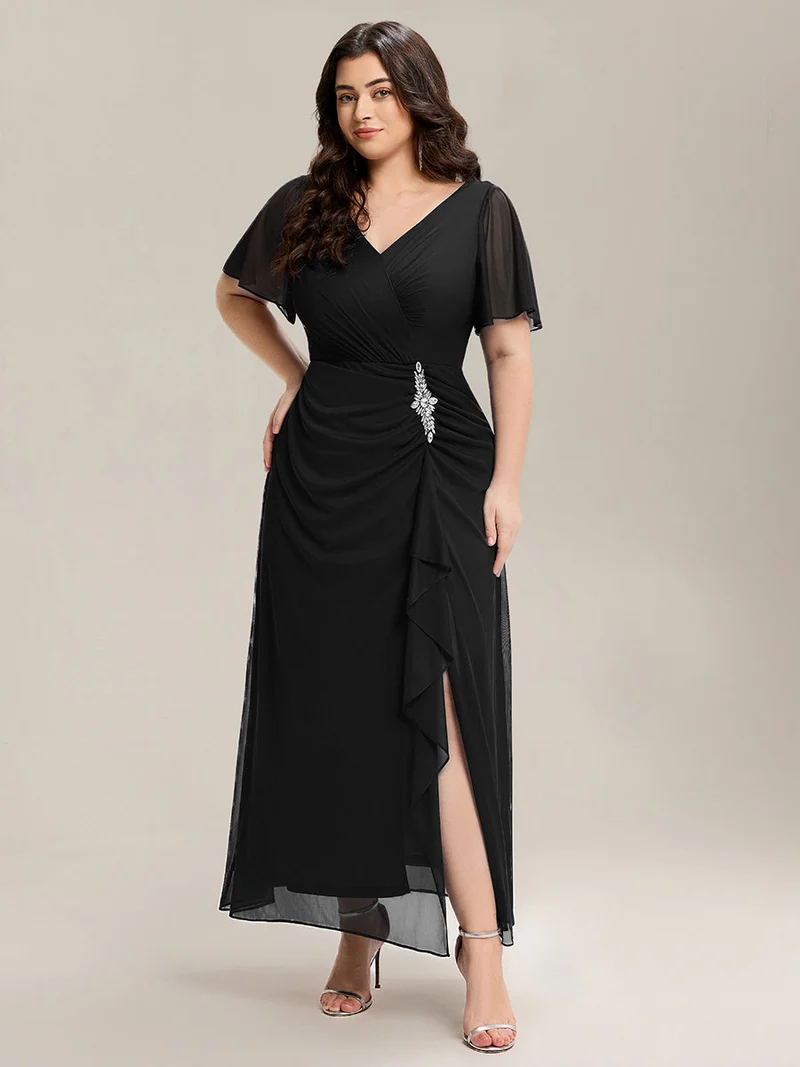ever MARIEL|Robe de mère de la mariée en mousseline à manches volantées