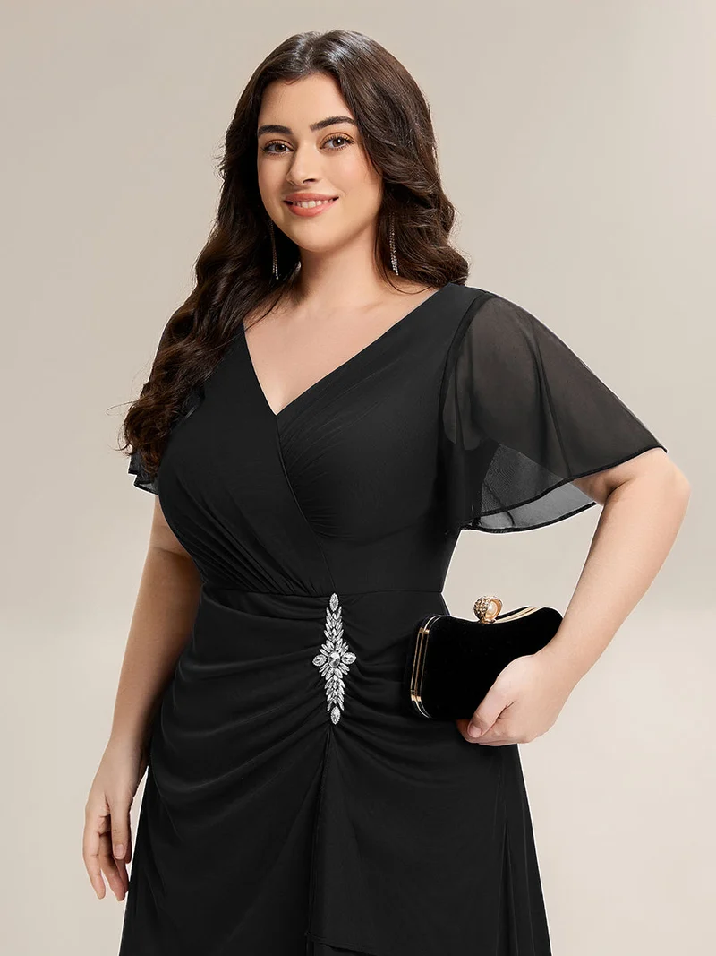 ever MARIEL|Robe de mère de la mariée en mousseline à manches volantées
