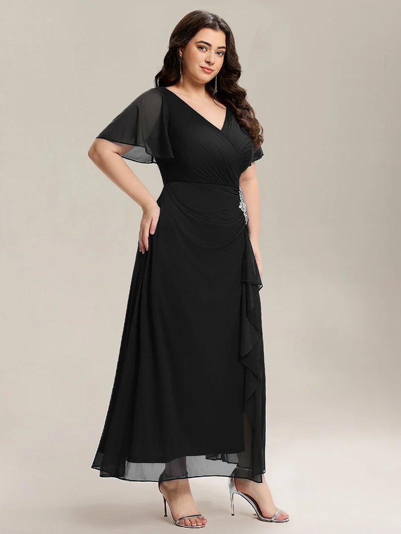ever MARIEL|Robe de mère de la mariée en mousseline à manches volantées