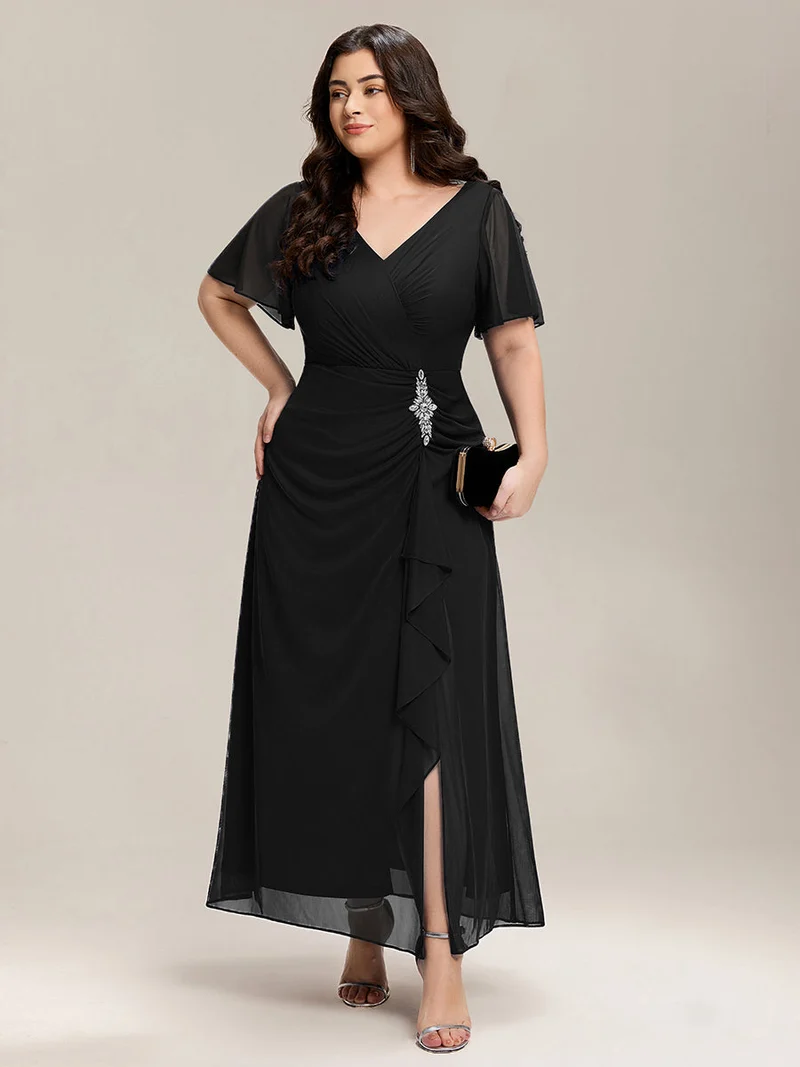 ever MARIEL|Robe de mère de la mariée en mousseline à manches volantées