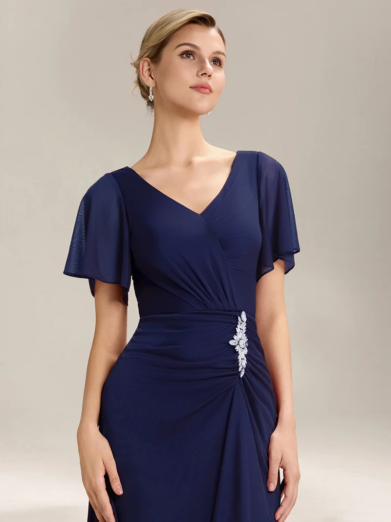 ever MARIEL|Robe de mère de la mariée en mousseline à manches volantées