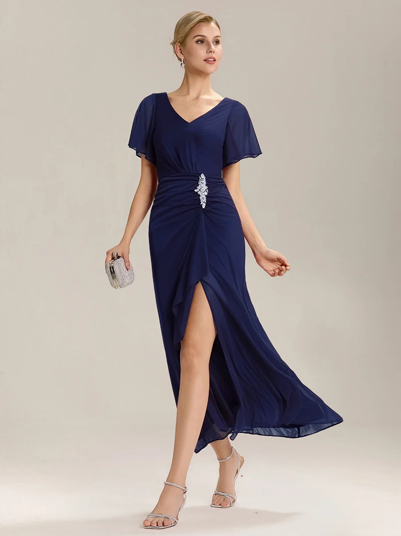 ever MARIEL|Robe de mère de la mariée en mousseline à manches volantées