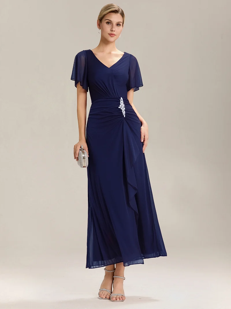 ever MARIEL|Robe de mère de la mariée en mousseline à manches volantées