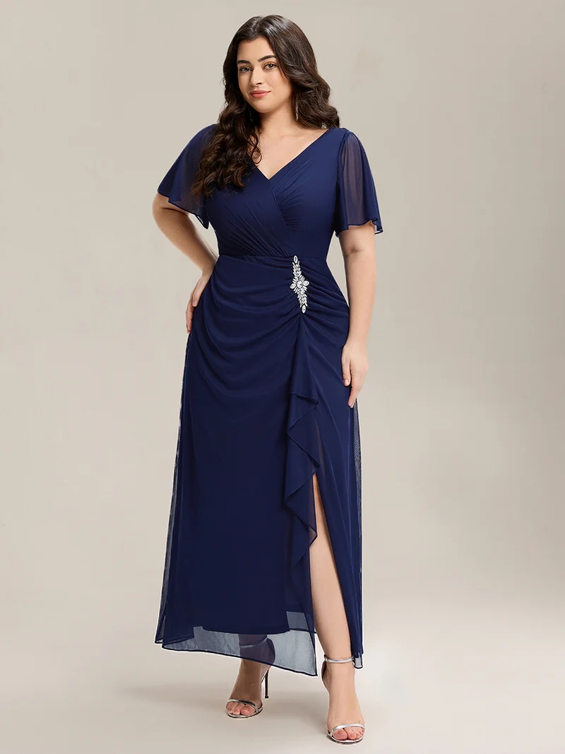 ever MARIEL|Robe de mère de la mariée en mousseline à manches volantées