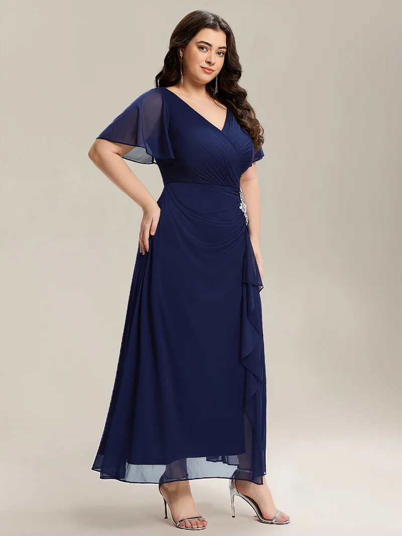 ever MARIEL|Robe de mère de la mariée en mousseline à manches volantées