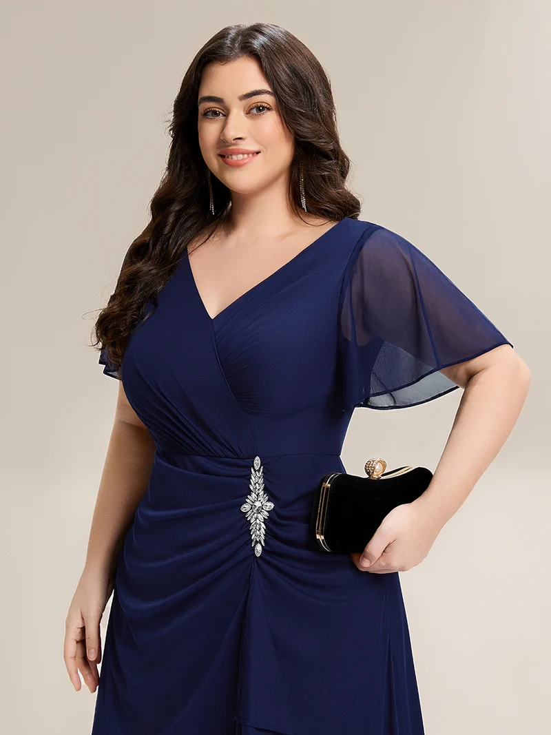 ever MARIEL|Robe de mère de la mariée en mousseline à manches volantées