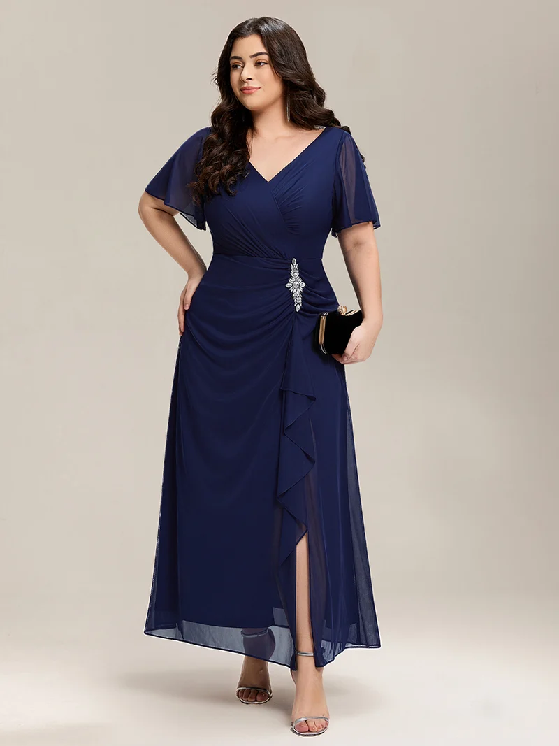 ever MARIEL|Robe de mère de la mariée en mousseline à manches volantées
