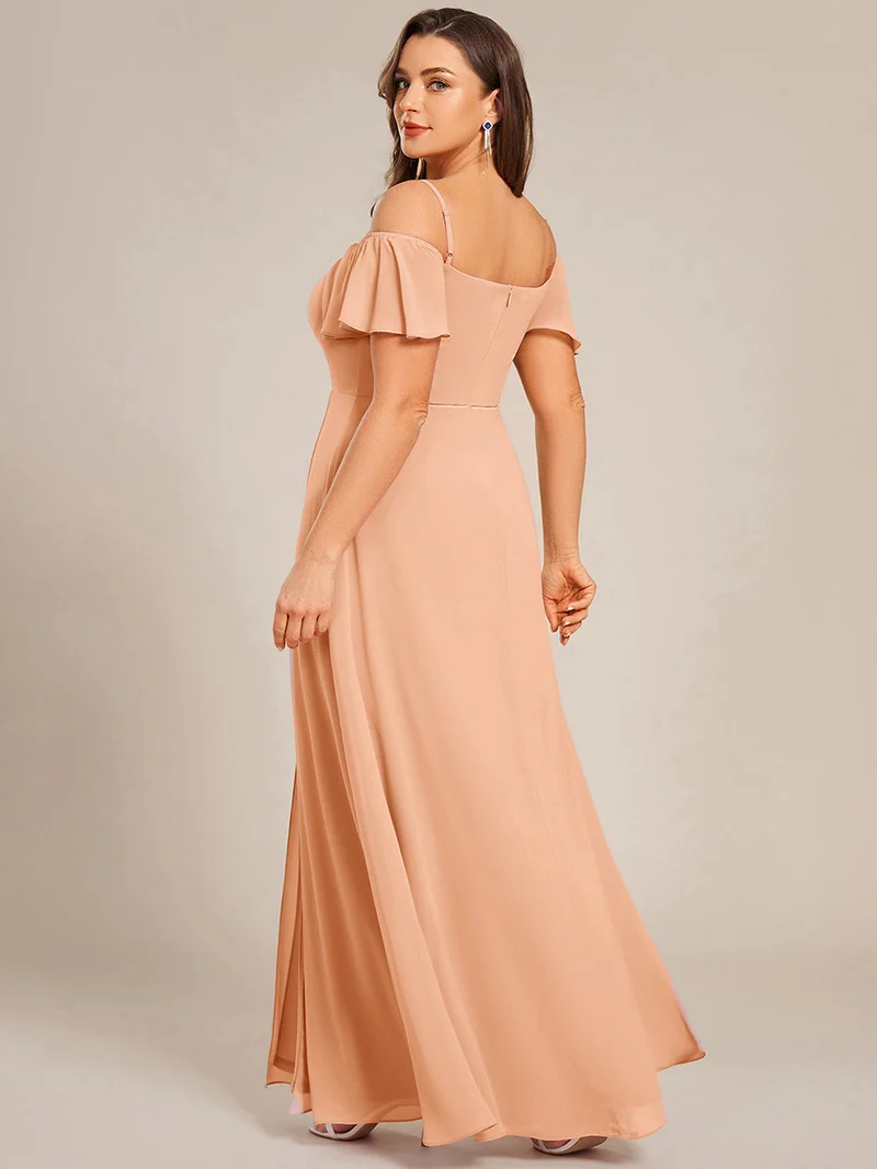 ever REYA|Robe demoiselle d'honneur sexy à épaules dénudées avec col en V