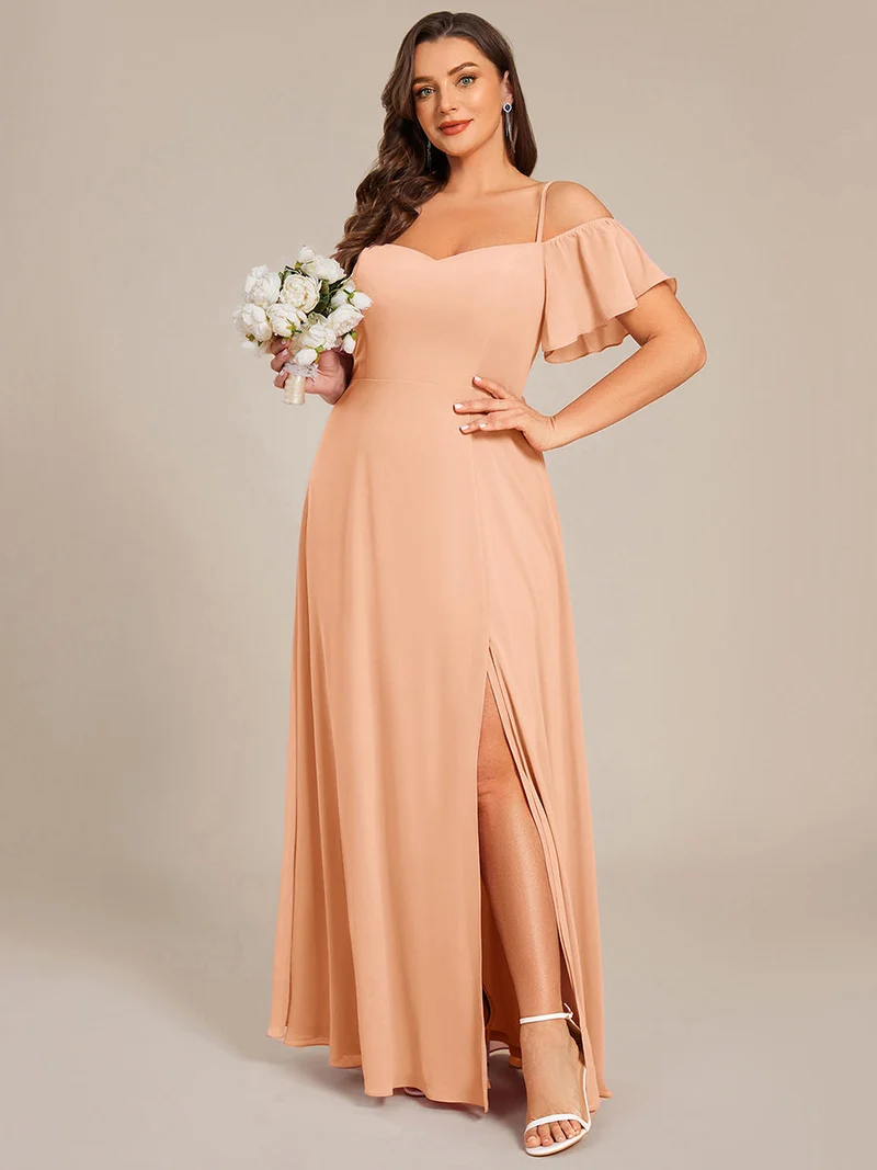 ever REYA|Robe demoiselle d'honneur sexy à épaules dénudées avec col en V