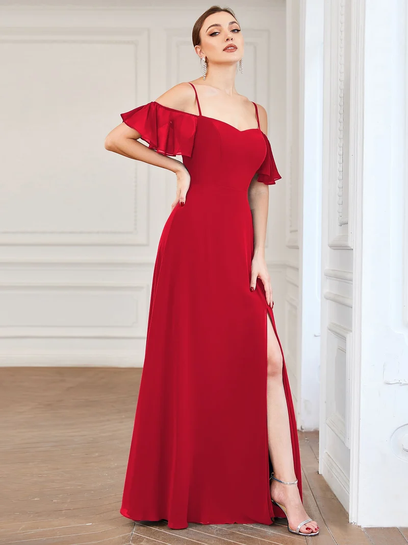 ever REYA|Robe demoiselle d'honneur sexy à épaules dénudées avec col en V