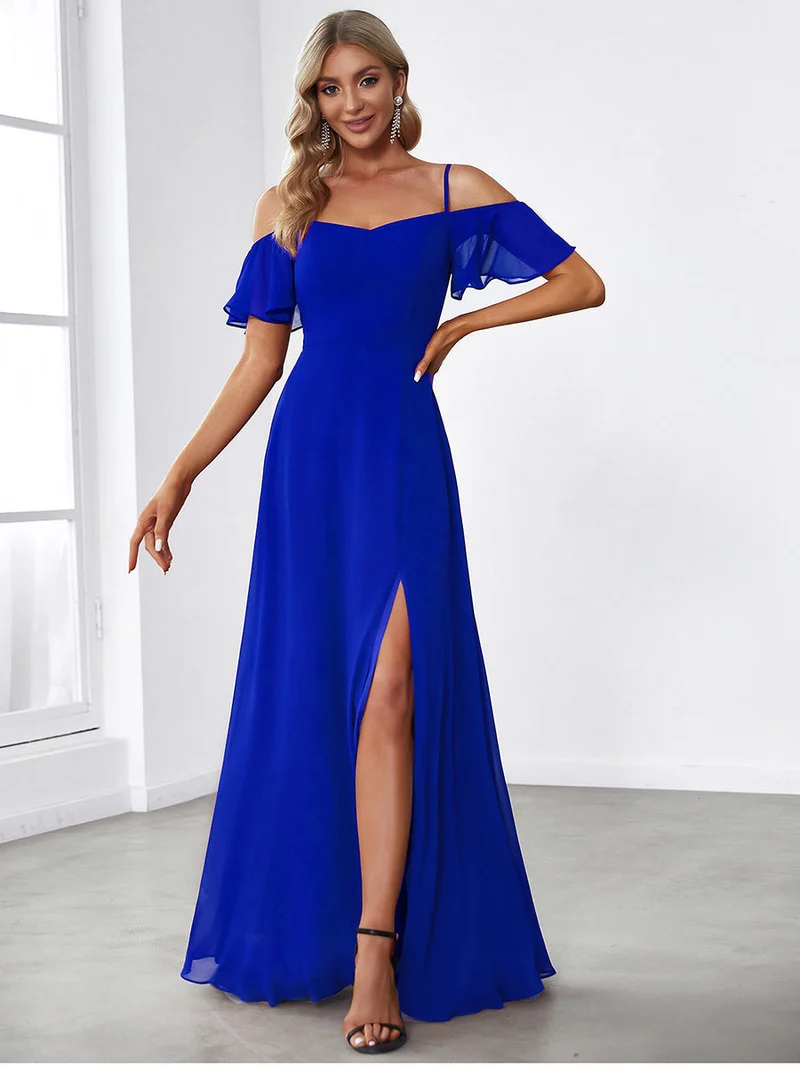 ever REYA|Robe demoiselle d'honneur sexy à épaules dénudées avec col en V