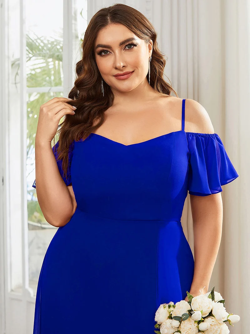ever REYA|Robe demoiselle d'honneur sexy à épaules dénudées avec col en V