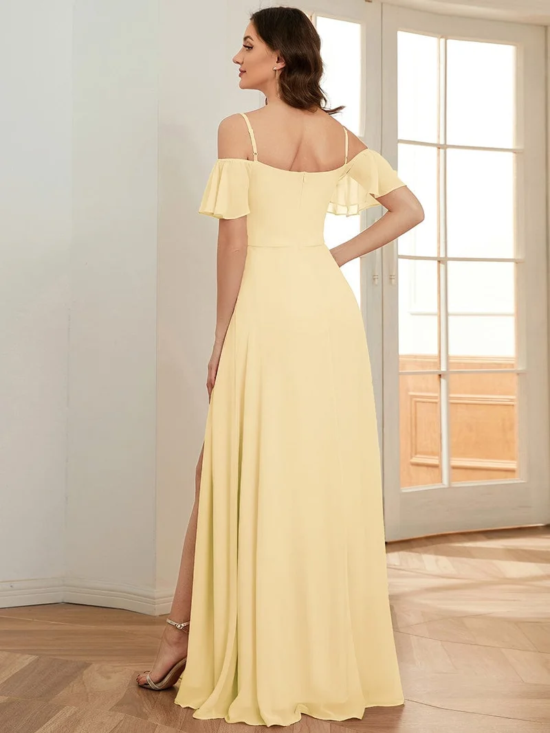 ever REYA|Robe demoiselle d'honneur sexy à épaules dénudées avec col en V