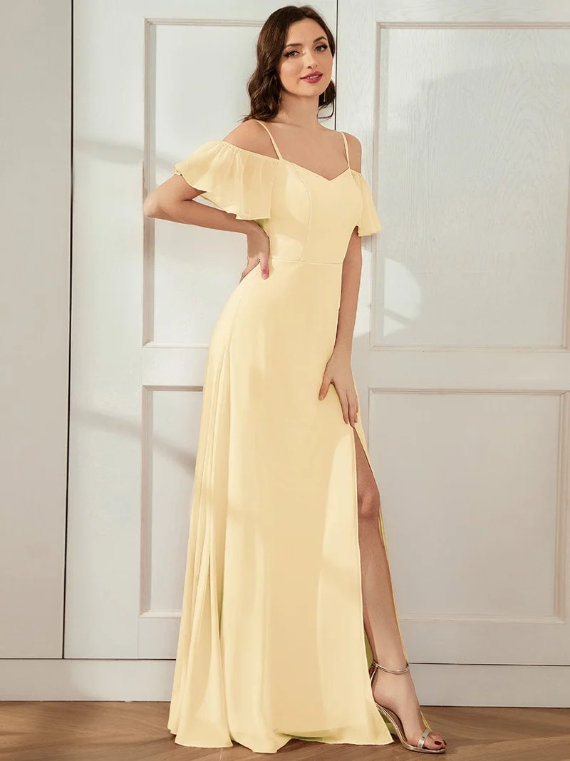 ever REYA|Robe demoiselle d'honneur sexy à épaules dénudées avec col en V