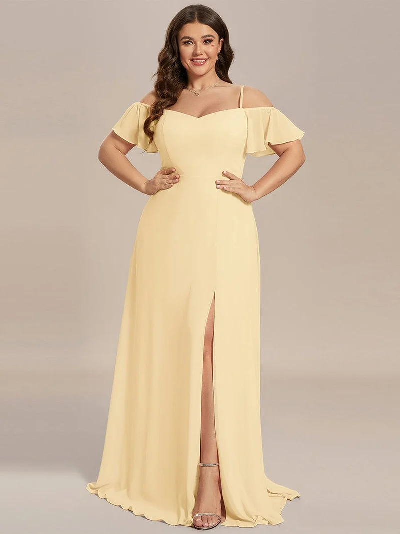 ever REYA|Robe demoiselle d'honneur sexy à épaules dénudées avec col en V