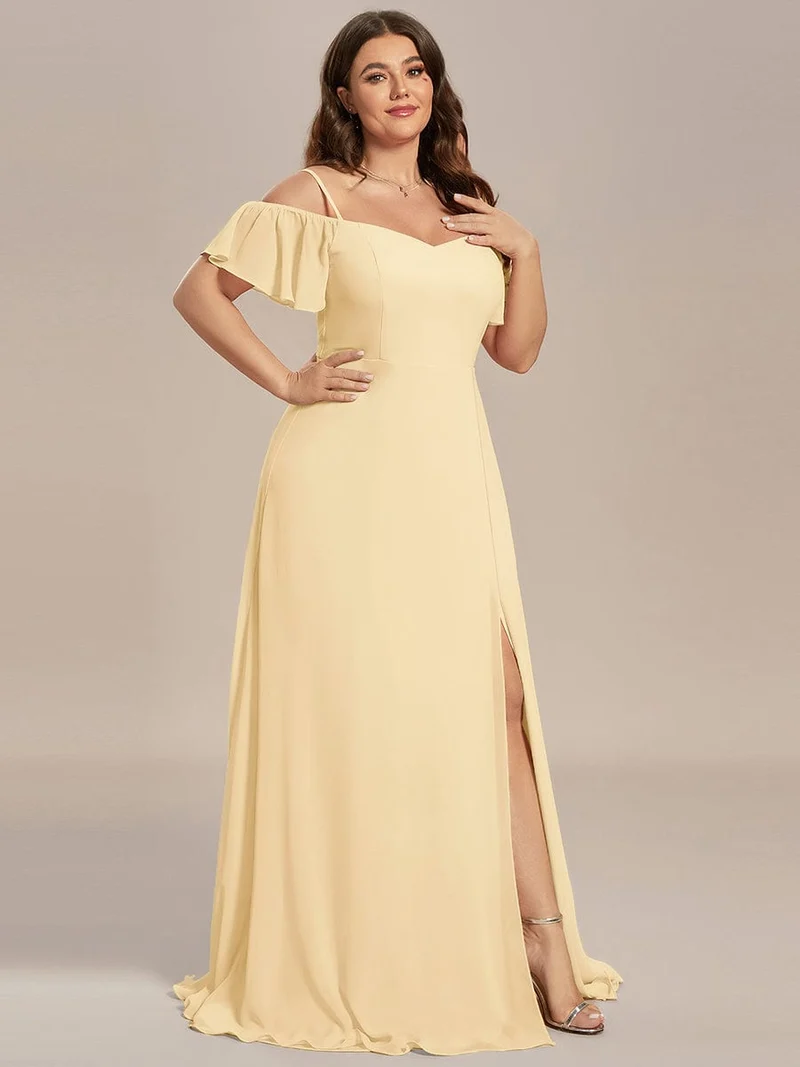 ever REYA|Robe demoiselle d'honneur sexy à épaules dénudées avec col en V