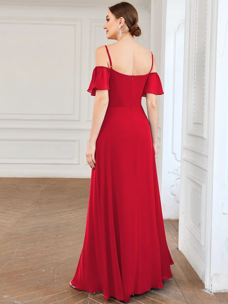 ever REYA|Robe demoiselle d'honneur sexy à épaules dénudées avec col en V