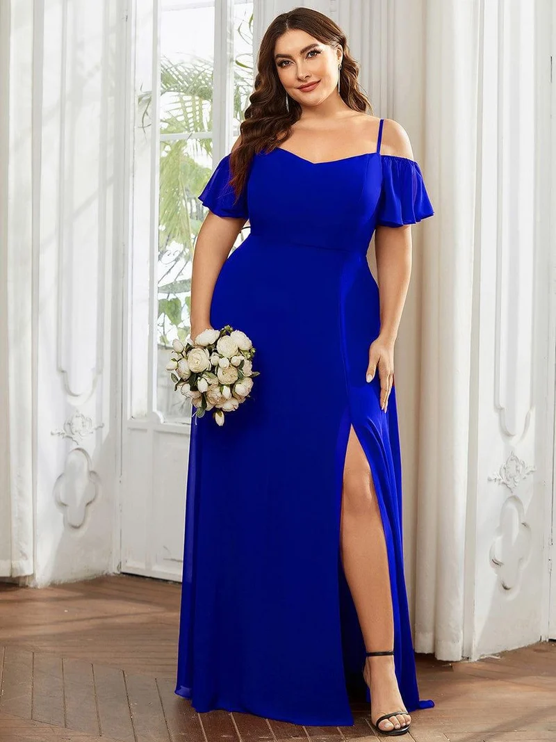 ever REYA|Robe demoiselle d'honneur sexy à épaules dénudées avec col en V