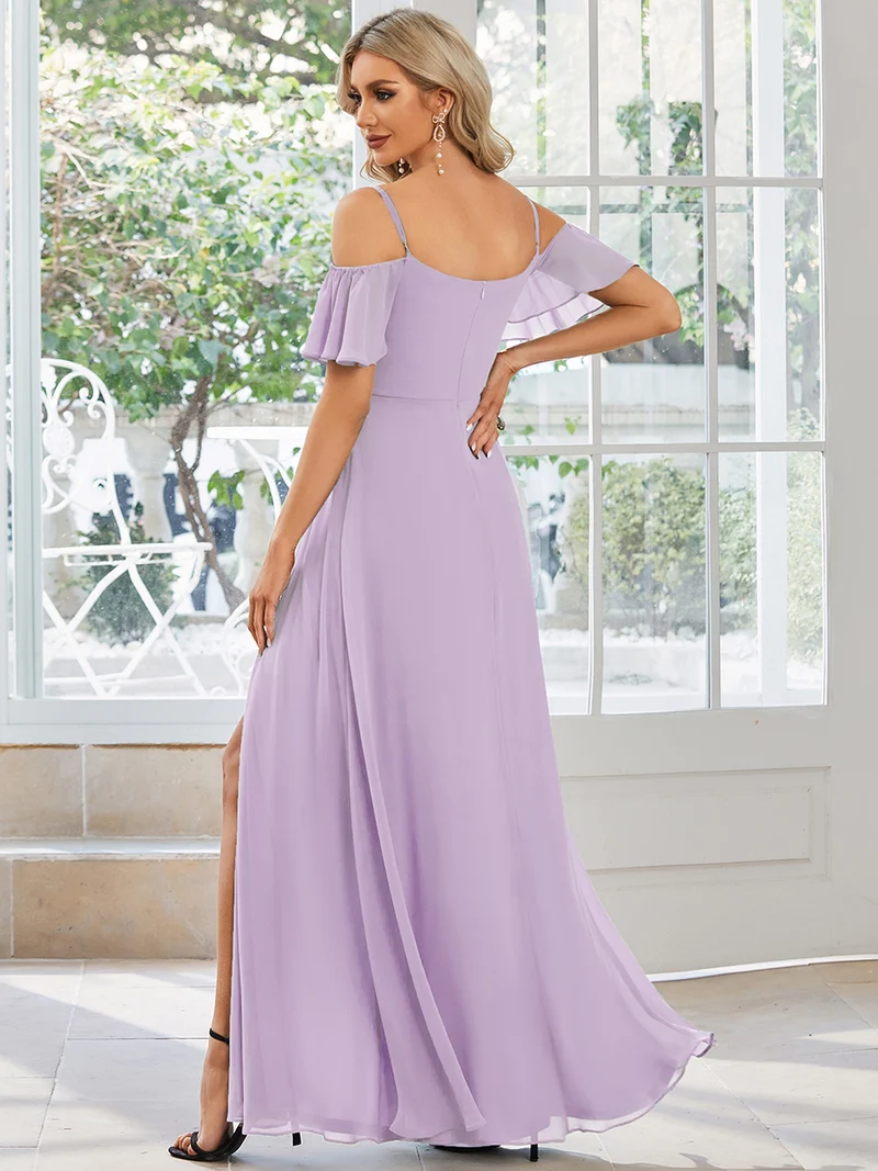 ever REYA|Robe demoiselle d'honneur sexy à épaules dénudées avec col en V
