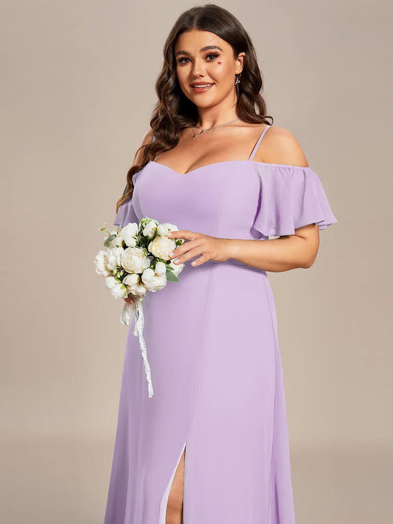 ever REYA|Robe demoiselle d'honneur sexy à épaules dénudées avec col en V