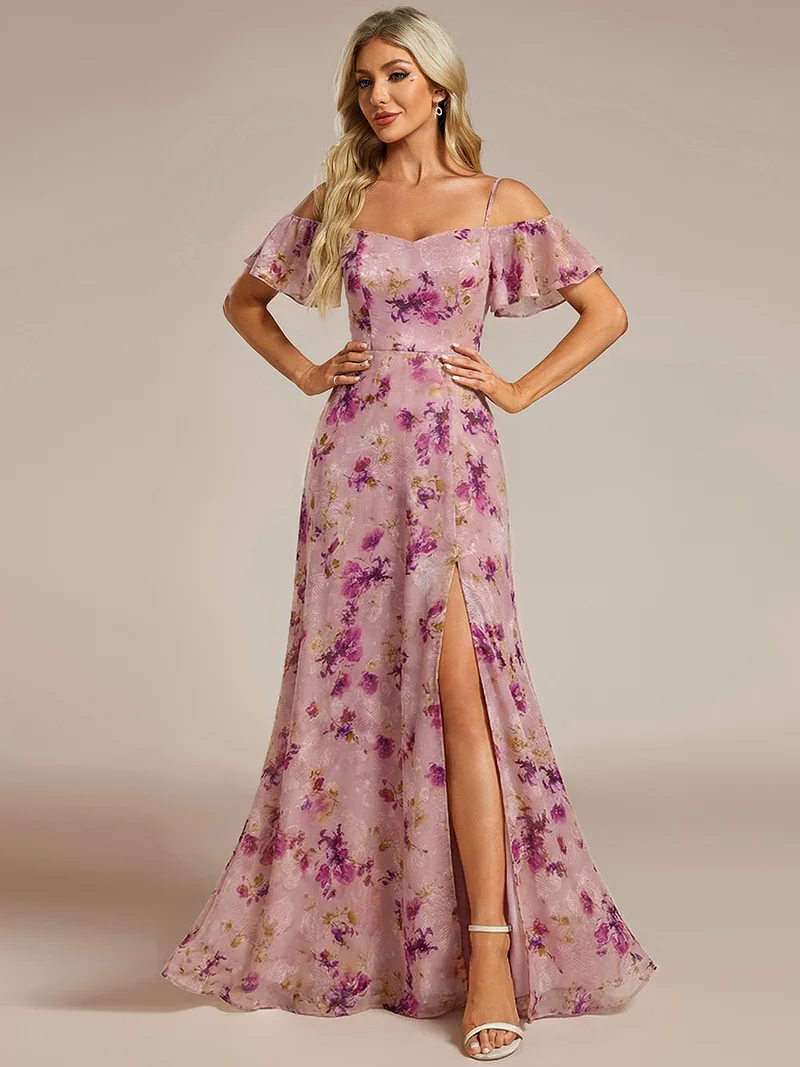 ever REYA|Robe demoiselle d'honneur sexy à épaules dénudées avec col en V