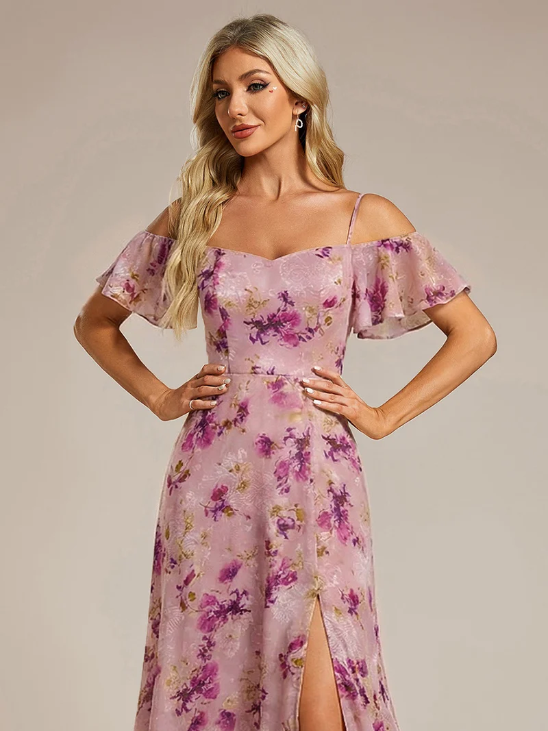 ever REYA|Robe demoiselle d'honneur sexy à épaules dénudées avec col en V