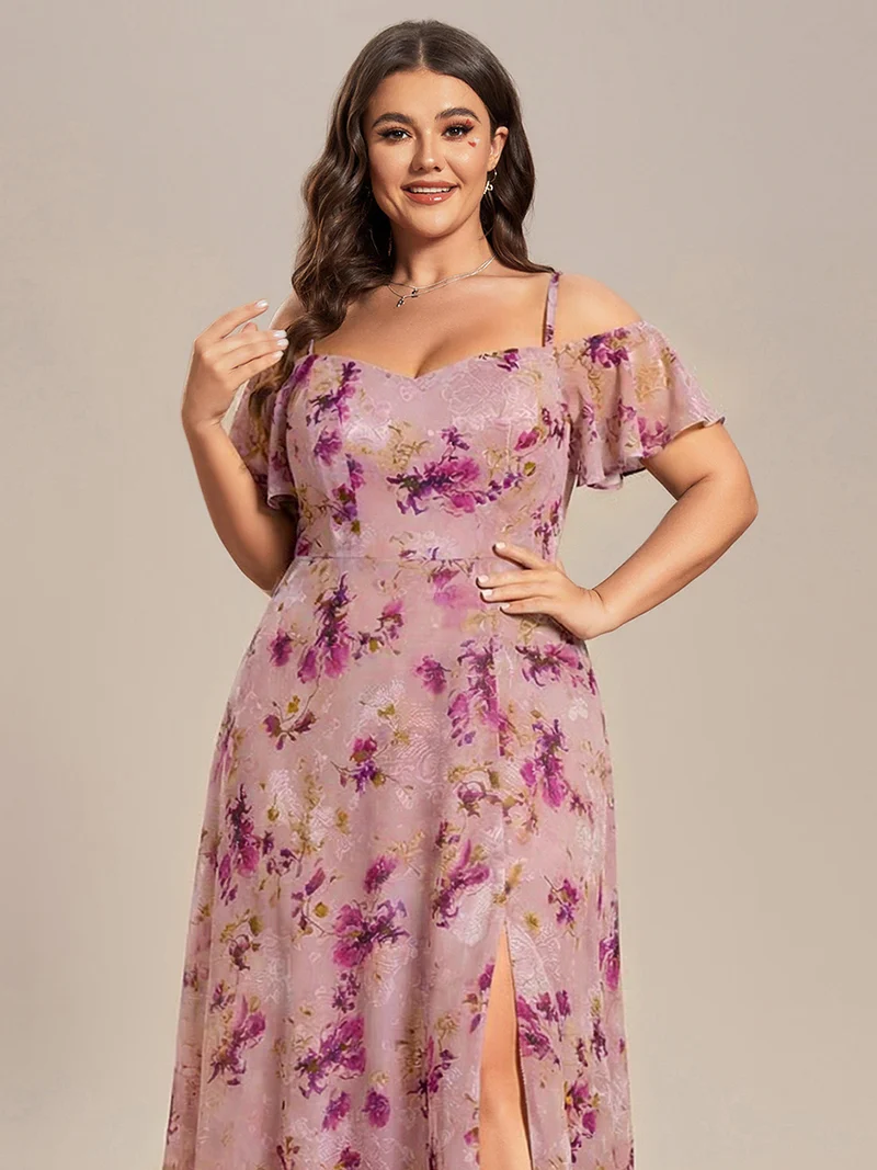 ever REYA|Robe demoiselle d'honneur sexy à épaules dénudées avec col en V