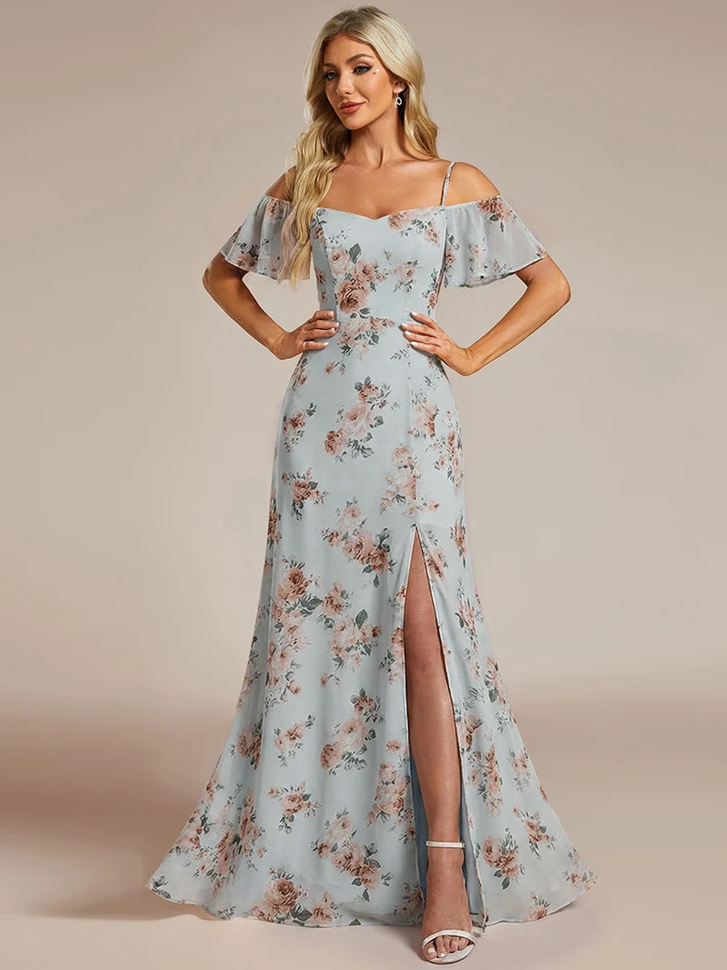 ever REYA|Robe demoiselle d'honneur sexy à épaules dénudées avec col en V
