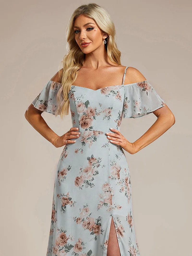 ever REYA|Robe demoiselle d'honneur sexy à épaules dénudées avec col en V
