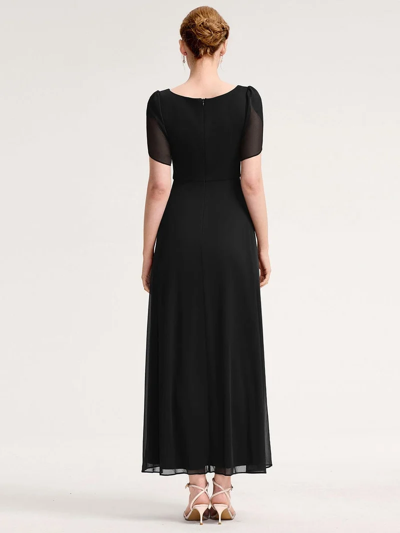 ever NOAH|Robe de soirée en mousseline de soie à manches volantées
