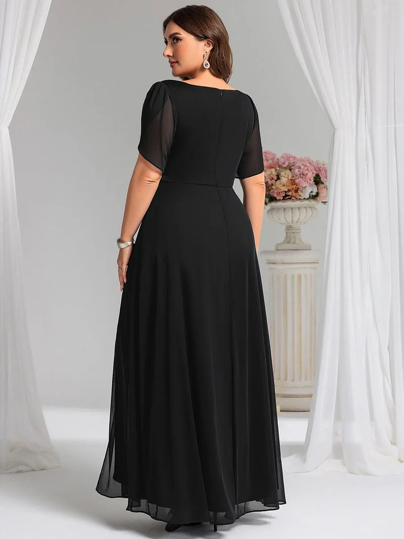 ever NOAH|Robe de soirée en mousseline de soie à manches volantées