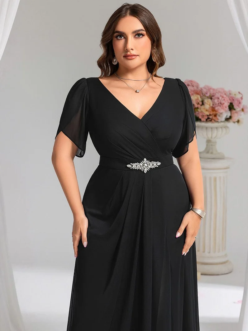 ever NOAH|Robe de soirée en mousseline de soie à manches volantées