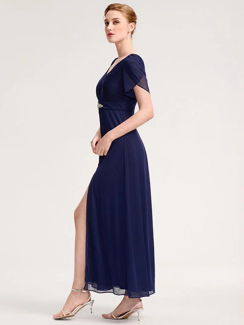 ever NOAH|Robe de soirée en mousseline de soie à manches volantées