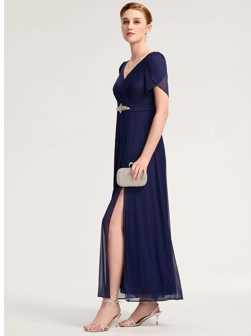 ever NOAH|Robe de soirée en mousseline de soie à manches volantées