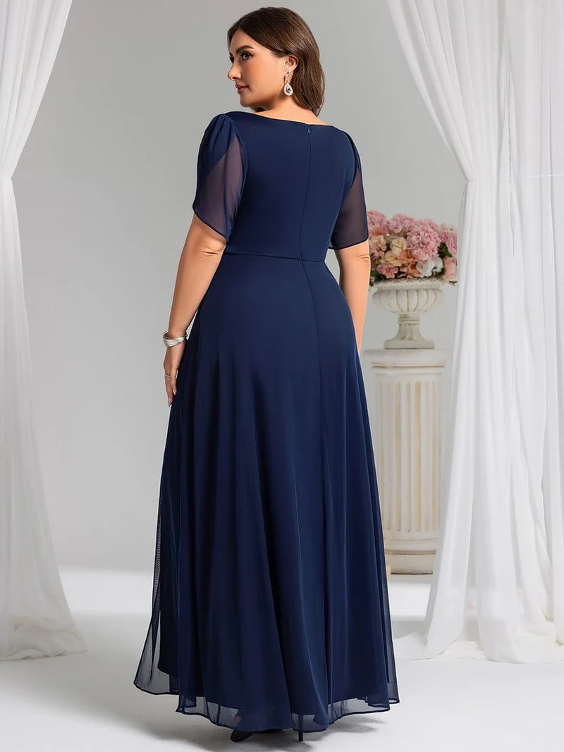 ever NOAH|Robe de soirée en mousseline de soie à manches volantées