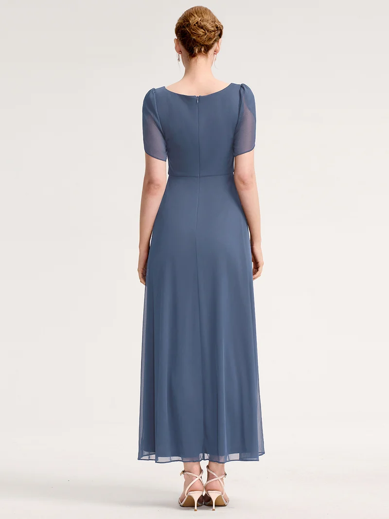 ever NOAH|Robe de soirée en mousseline de soie à manches volantées