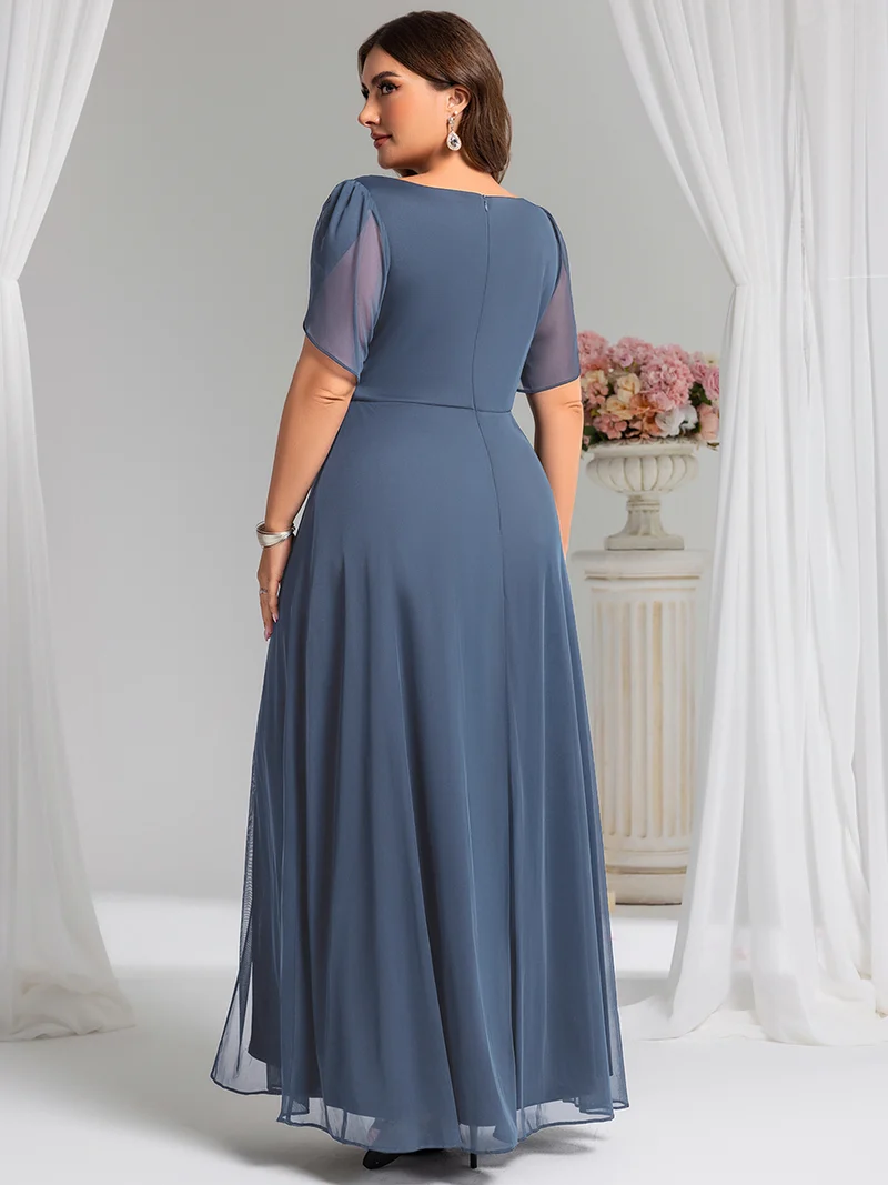 ever NOAH|Robe de soirée en mousseline de soie à manches volantées