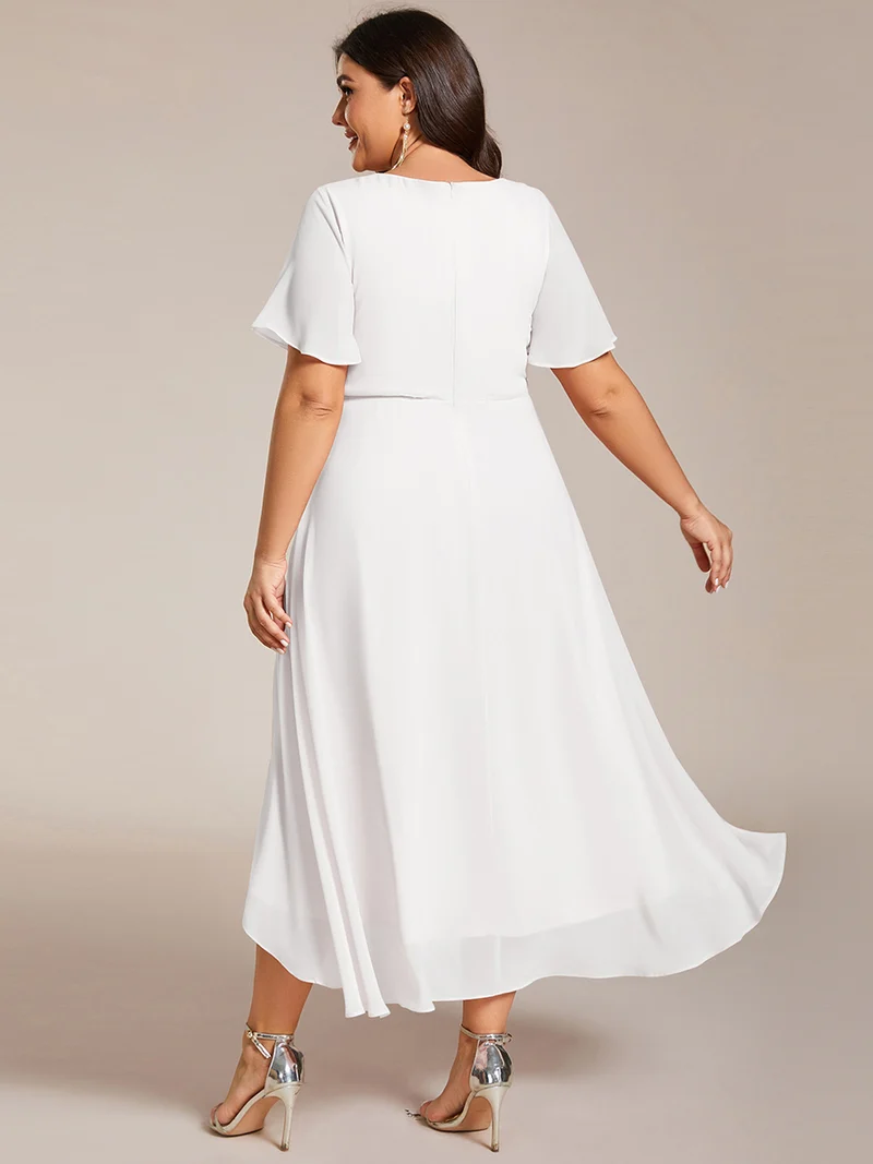 ever LARK | Robe de cocktail en mousseline à manches courtes