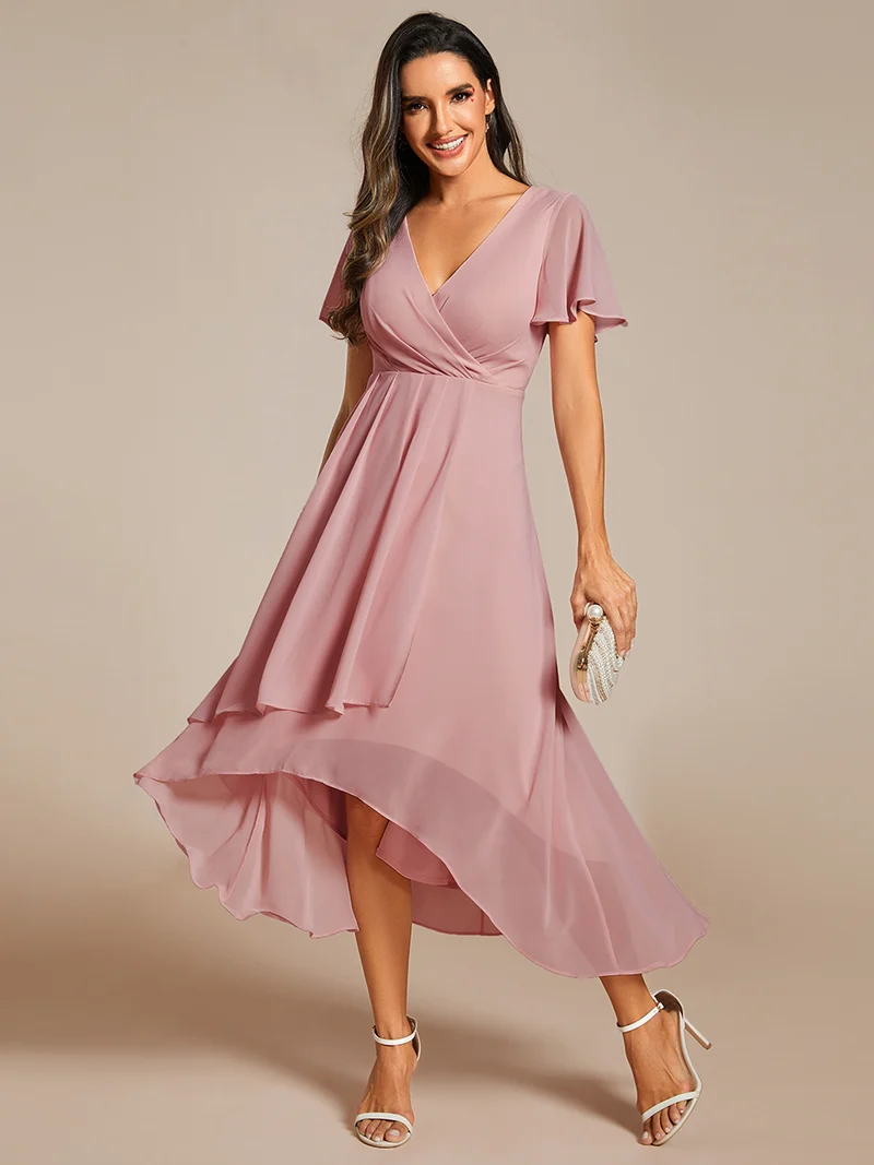 ever LARK | Robe de cocktail en mousseline à manches courtes