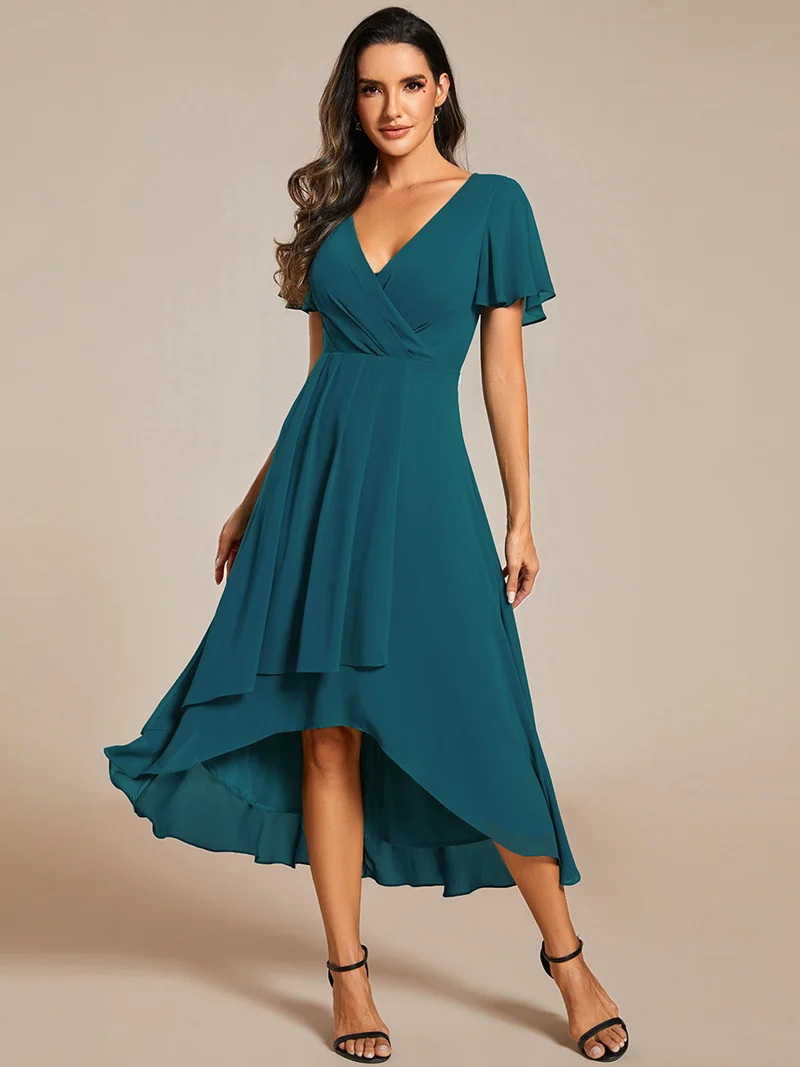 ever LARK | Robe de cocktail en mousseline à manches courtes
