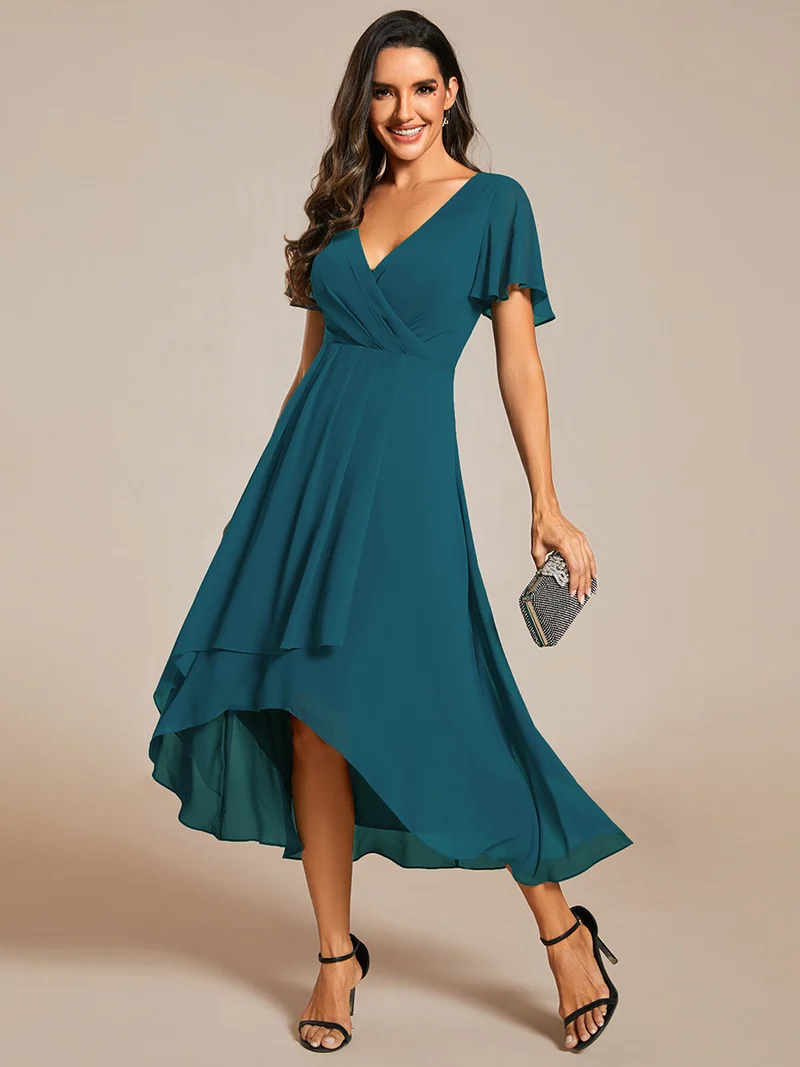 ever LARK | Robe de cocktail en mousseline à manches courtes