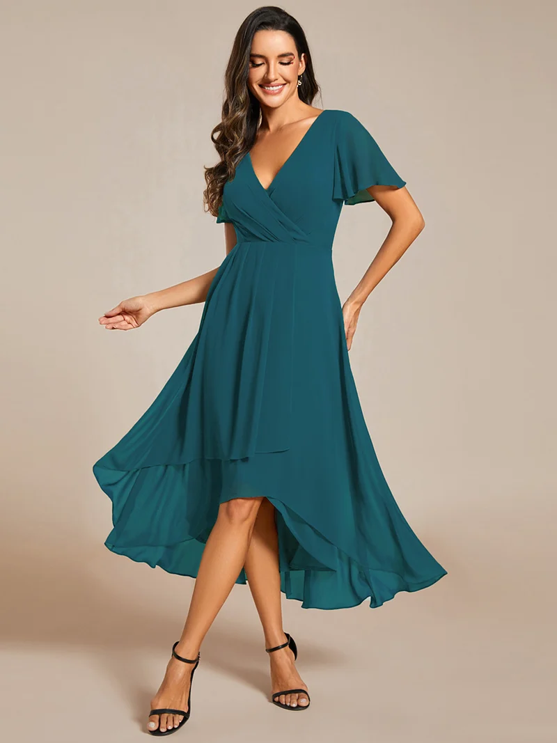 ever LARK | Robe de cocktail en mousseline à manches courtes