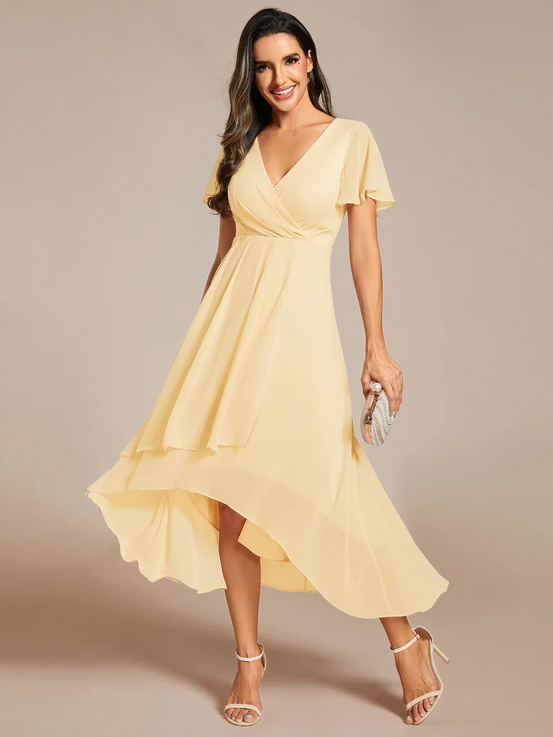 ever LARK | Robe de cocktail en mousseline à manches courtes