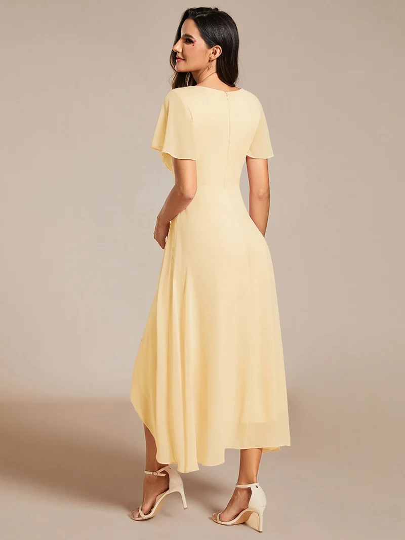 ever LARK | Robe de cocktail en mousseline à manches courtes